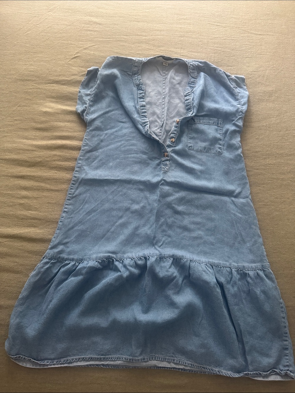 Thread & Supply Light Blue Ruffled Hem Casual Dress